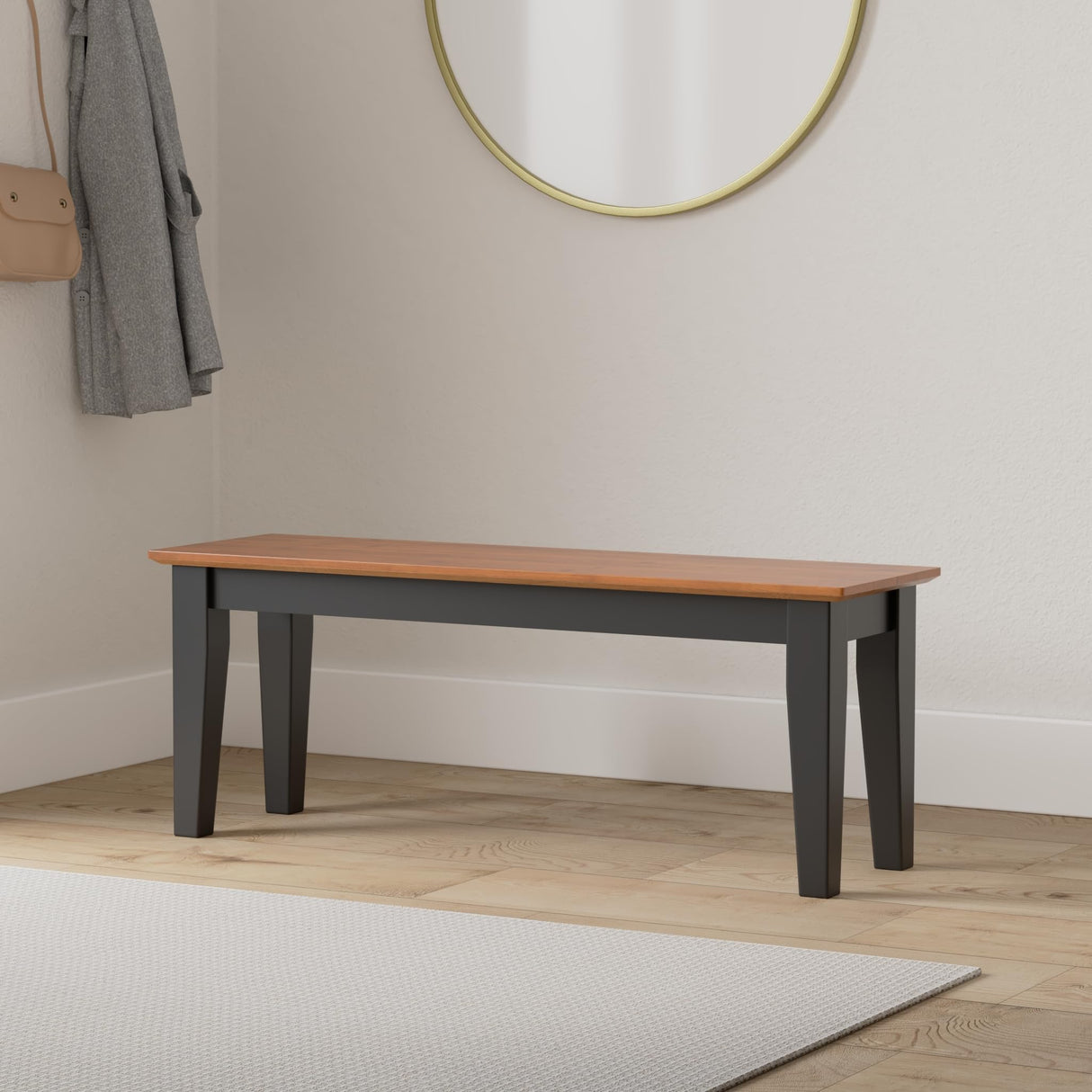 Shaker Bench, Black/Cherry Finish