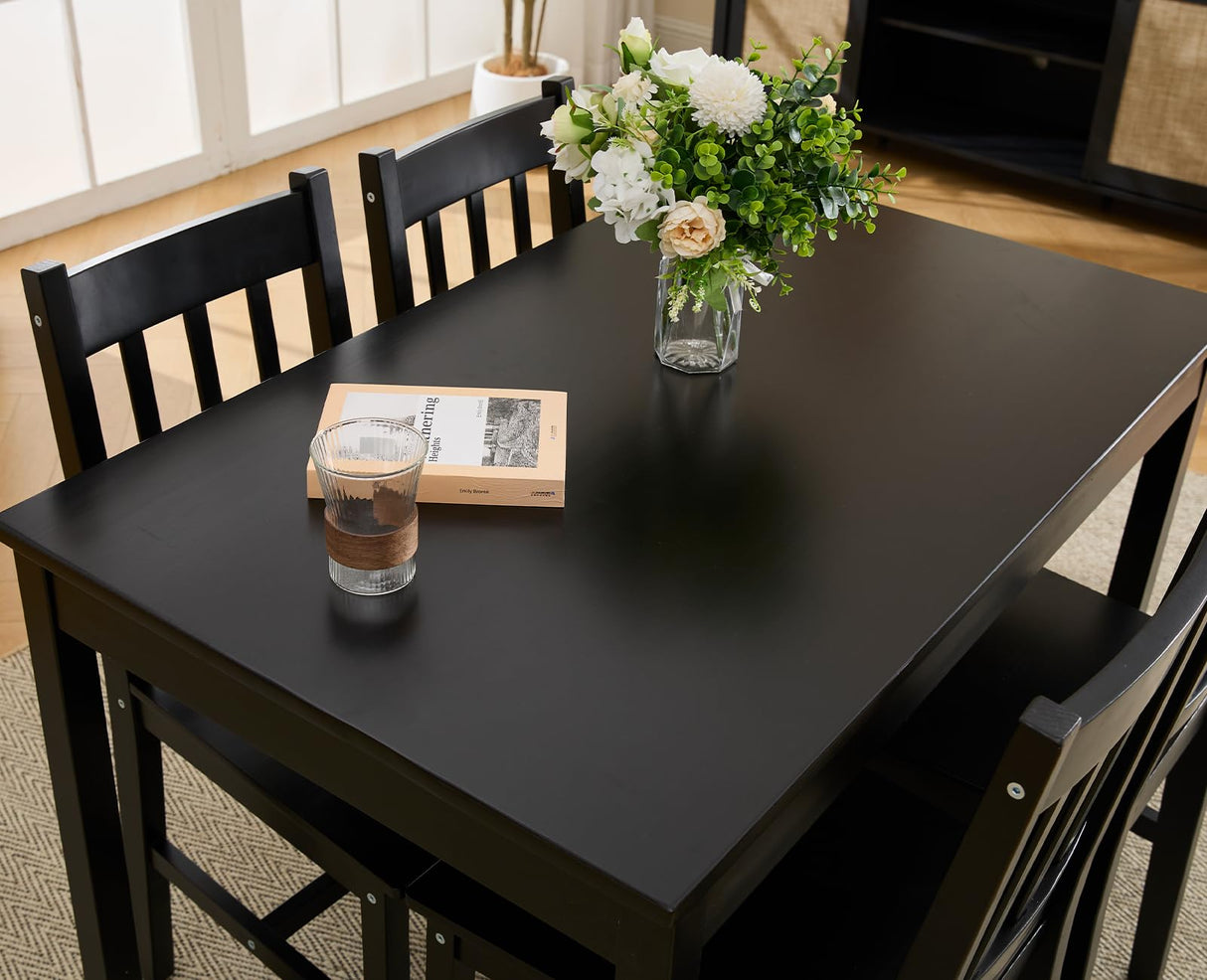 Set for 4 Farmhouse Dining Table and Chairs Set Wooden Rectangle Dinette Set of 5 for Small Space