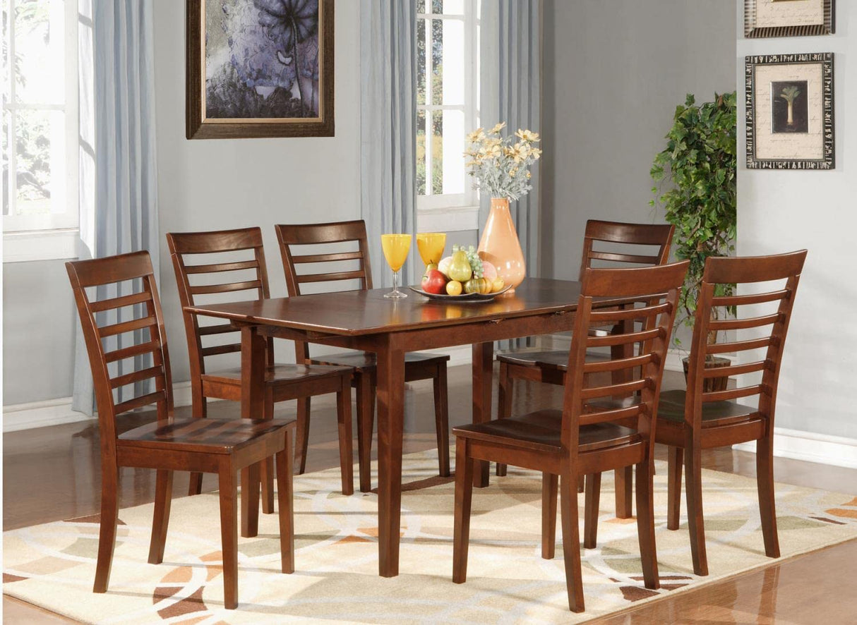 MAH-W 7 Piece Modern Dining Table Set Consist of a Rectangle Wooden Table with Butterfly Leaf