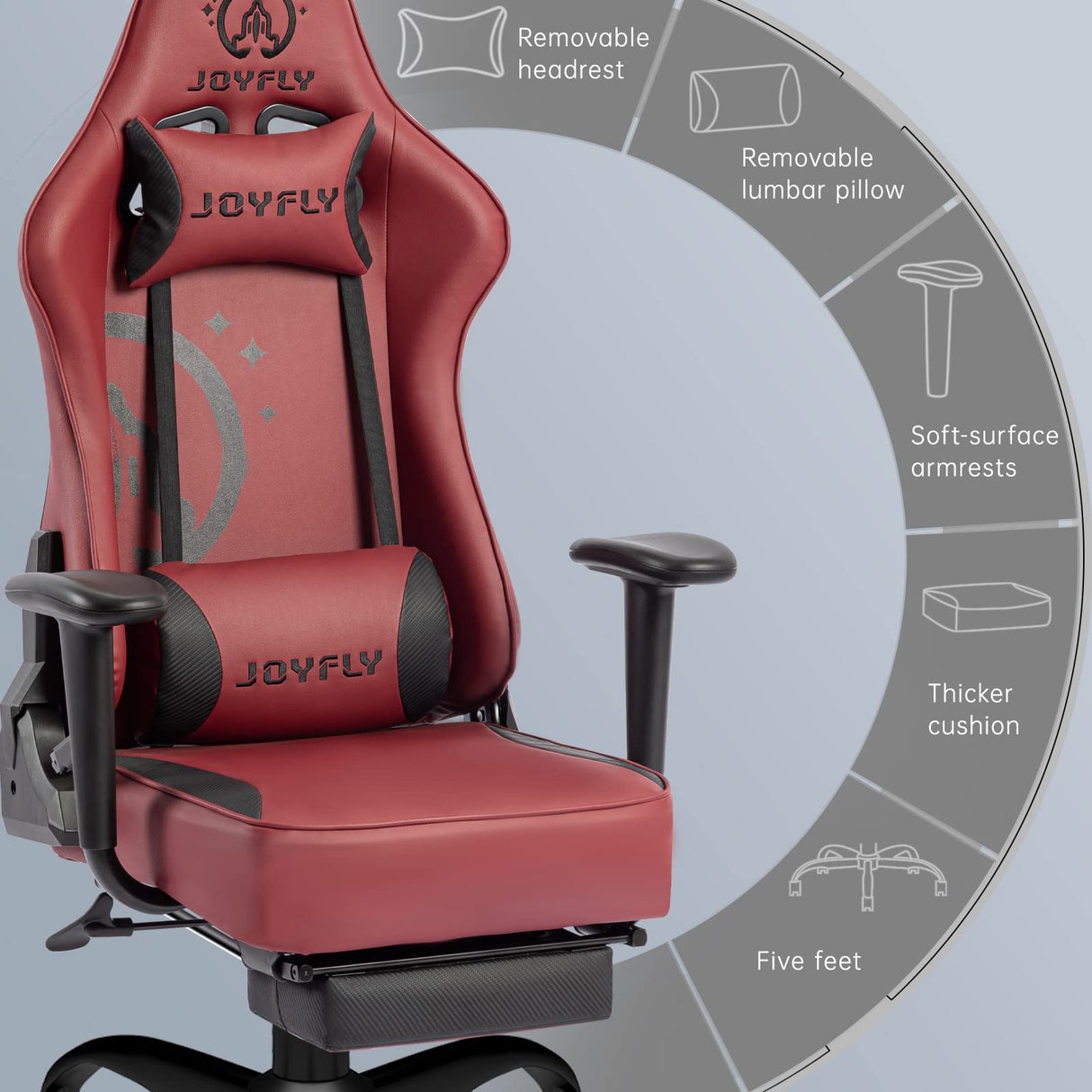Gamer Chair, Ergonomic Gaming Chair with Footrest, High Back Computer Chair for Adults