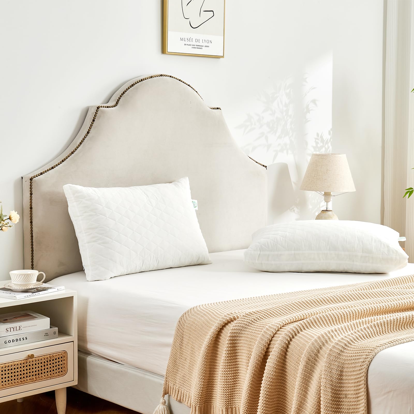 Memory Foam Pillows Queen Size Set of 2,Adjustable Gusseted Bed Pillow