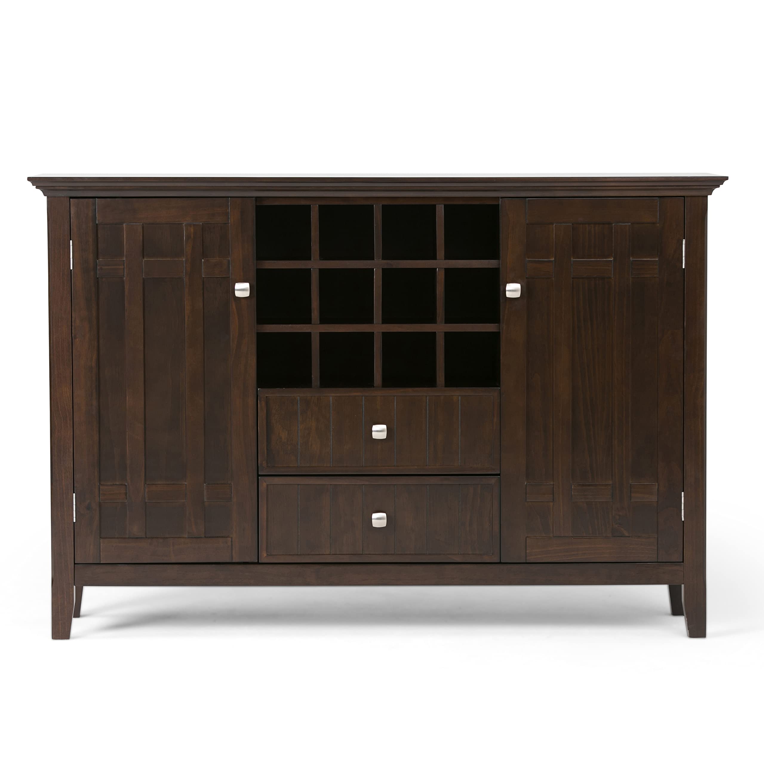 Bedford Solid Pine Wood 54 inch Rustic Sideboard Buffet Credenza in Dark Tobacco