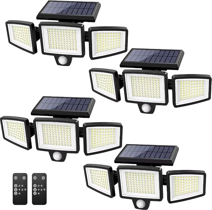 Solar Outdoor Lights 2500LM 210 LED Security Lights with Remote Control