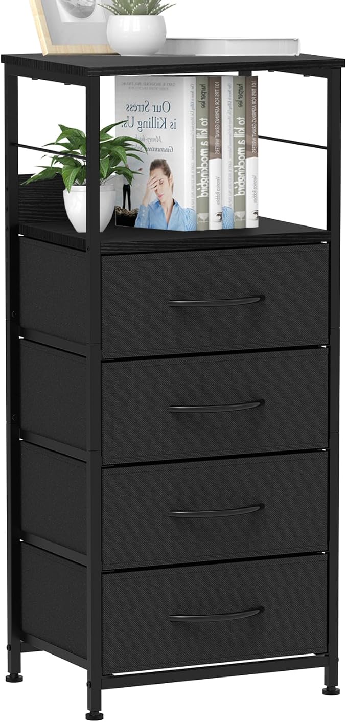Nightstand with 4 Drawers, End Table