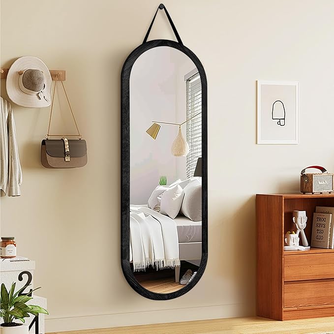 Full Length Mirror 65"x24" Solid Wood Frame Floor Large Mirror for Living