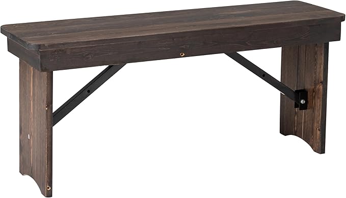 Hercules Series 40" x 12" Commercial Grade Rustic Solid Pine Folding Bench