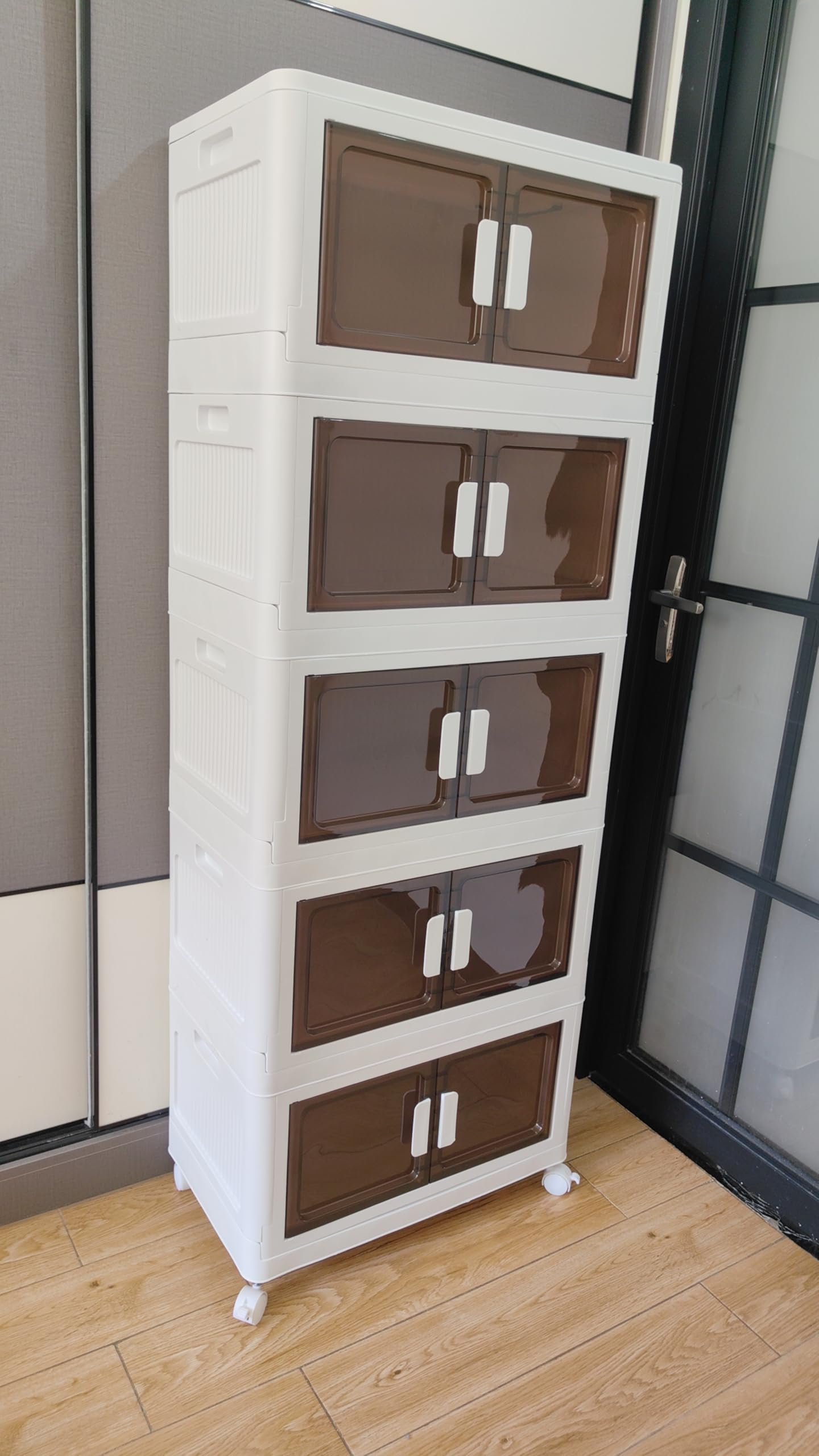 80 Gals Storage Bins with Lids - Folding Storage box with Doors and Wheels