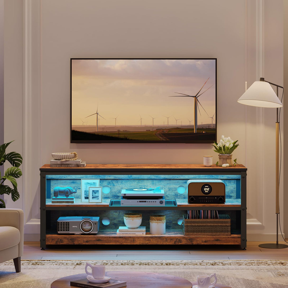 LED TV Stand for 55/60 Inch TVs, Gaming Entertainment Center