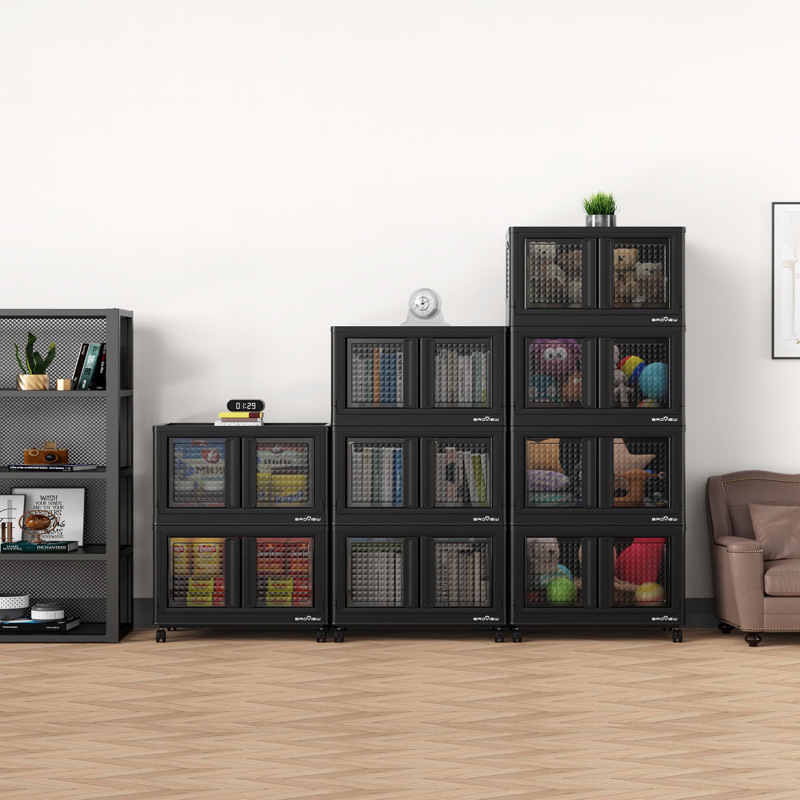 320Qt Storage Bins with Lids, 80Gal Plastic Stackable Collapsible Storage Bins