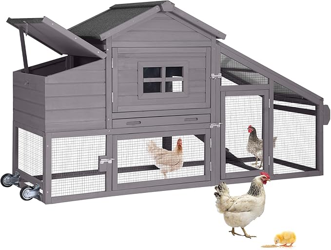 RollRoost Chicken Coop With Large Wheels, Waterproof Roof & Expandable Design