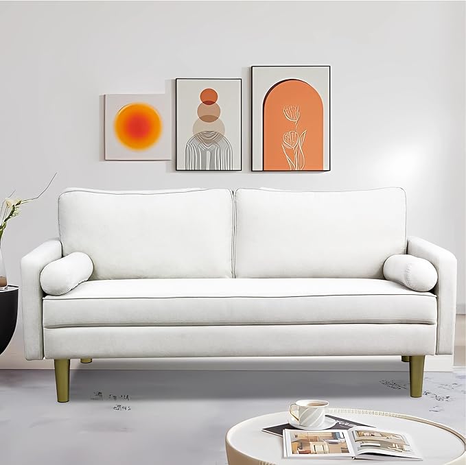 Velvet Loveseat Sofa, 66.9'' Mid Century Modern Small Love Seats