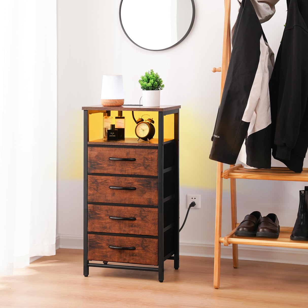 Night Stand - LED Nightstand with Charging Station
