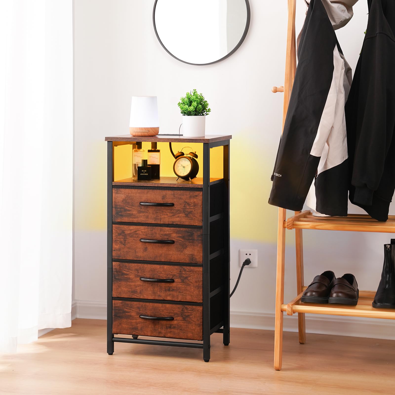 Night Stand - LED Nightstand with Charging Station