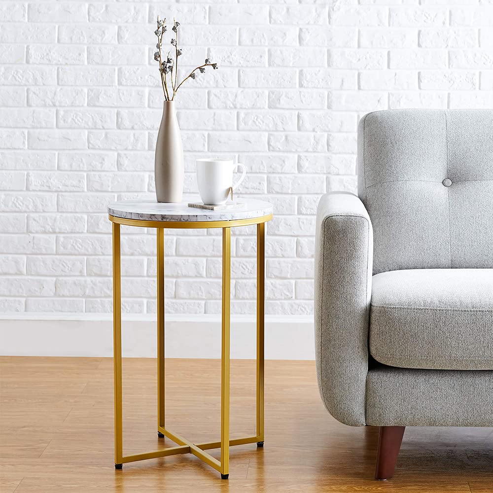 Concept Modern X-Shaped Small Round Side End Accent Table