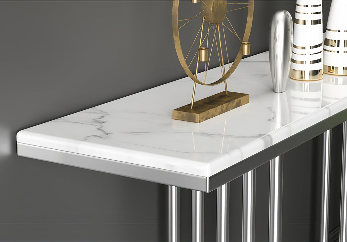 Console Table 35.4" High Marble Accent Table for Hall Nordic Marble Ultra Narrow