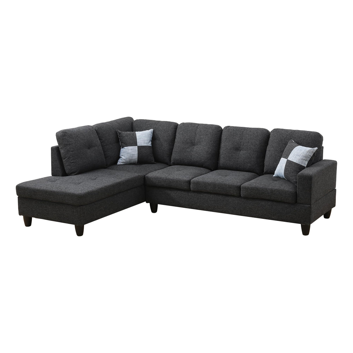 3-Piece L Shape Sectional Sofa, with Right Chaise, Storage Ottoman