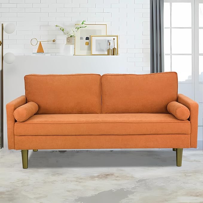 Velvet Loveseat Sofa, 66.9'' Mid Century Modern Small Love Seats