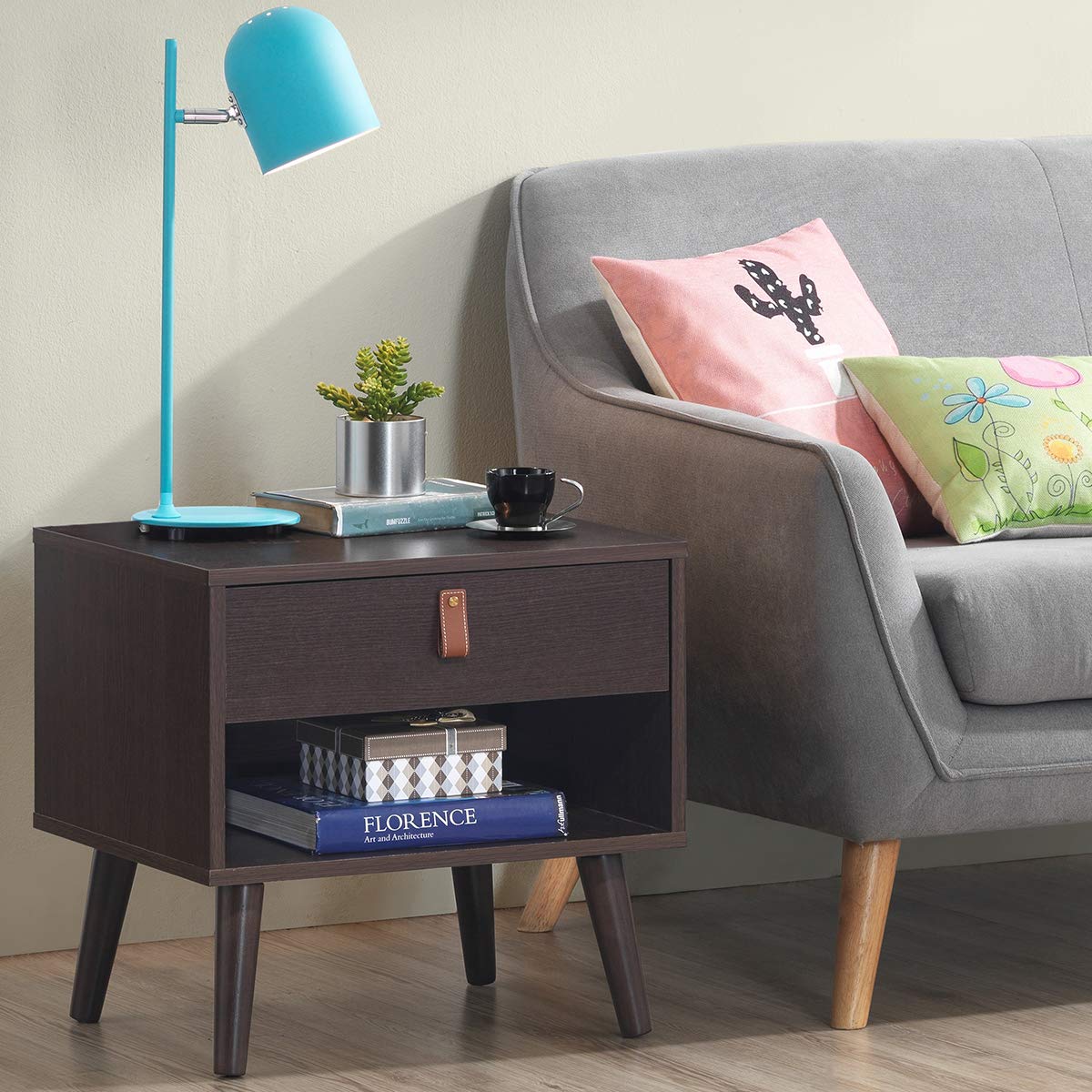 Drawer Storage Nightstand Bedside Cabinet Furniture