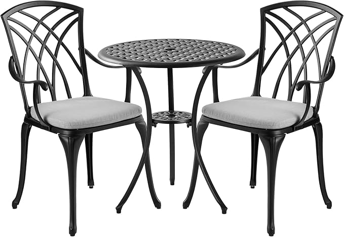Bistro Table and Chairs Set of 2,Patio Bistro Sets 3 Piece Outdoor with 1.97 Umbrella Hole
