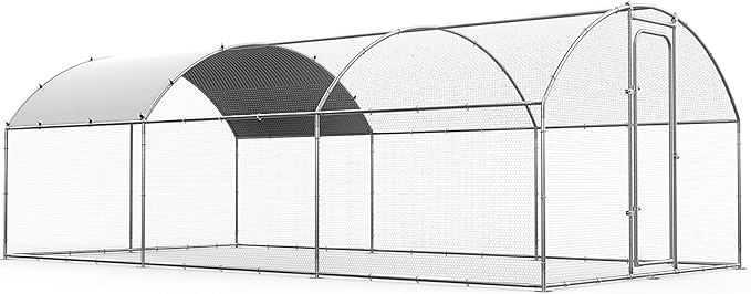 SteelHaven Large Walk-In Chicken Coop – Galvanized Frame with Covered Door & UV Roof