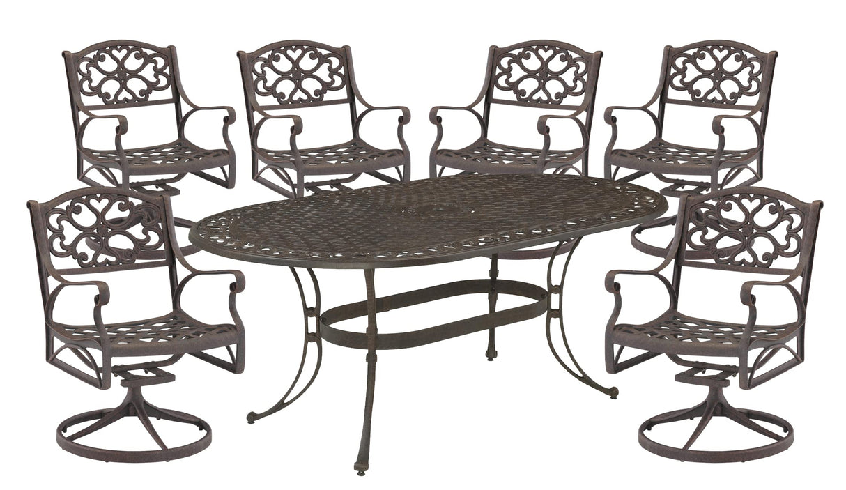 7 Piece Outdoor Dining Set, Bronze