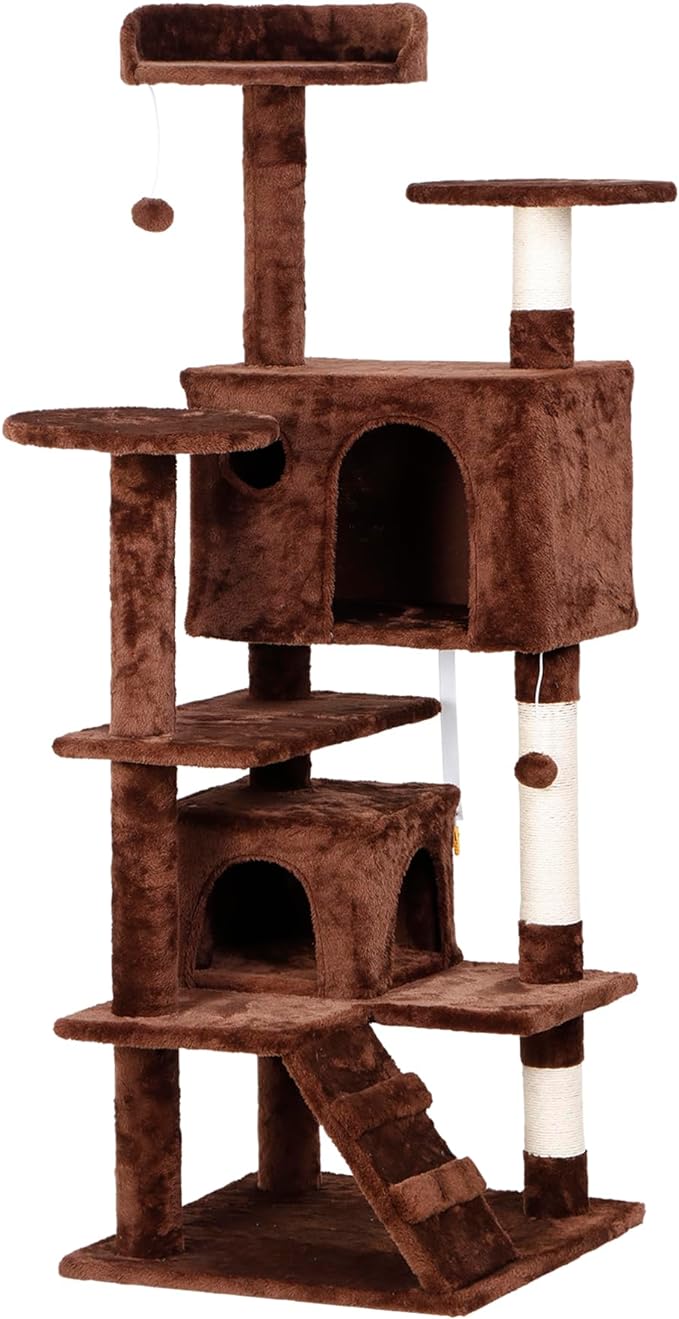 54 Inch Cat Tree, Indoor Cat Tower Condo, Multi-Level Cat House
