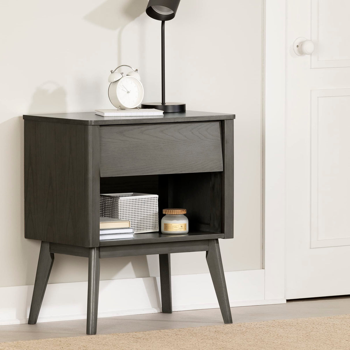 Kodali 1-Drawer Nightstand, Dark Oak