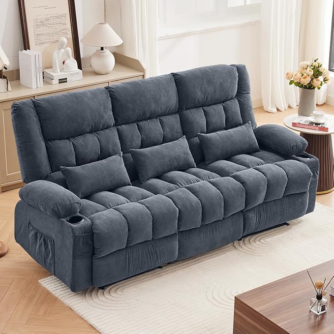 Dual Reclining Loveseat with Cup Holders and Storage - 2 Seat Manual Recliner for Living Room