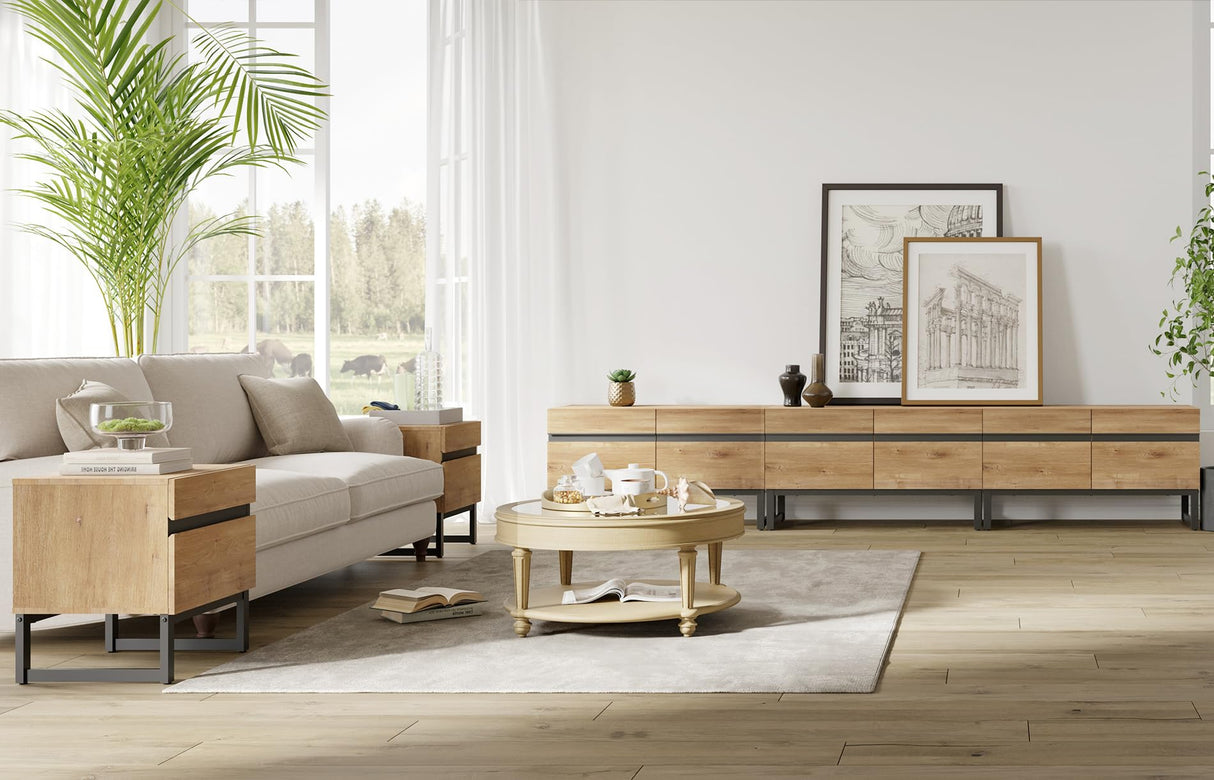 Modern End Table with 2 Drawers, Farmhouse Sofa Table