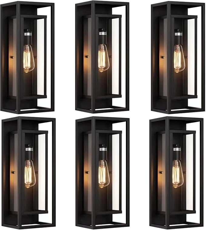 2 Pack 18 inches Outdoor Wall Lantern Light Fixture, Large Black Exterior Waterproof