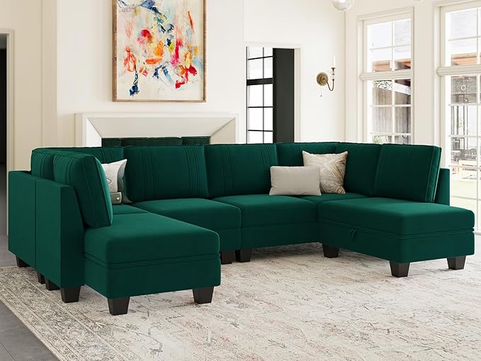 Sectional Couch with Storage Ottoman, U Shaped Sectional Sofa Couch