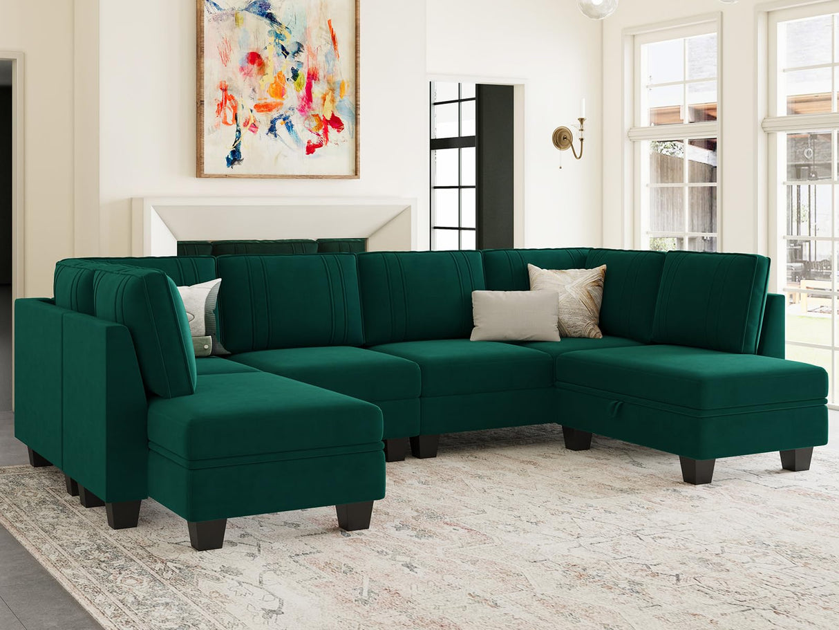 Couch with Storage Ottoman, U Shaped Sectional Sofa Couch