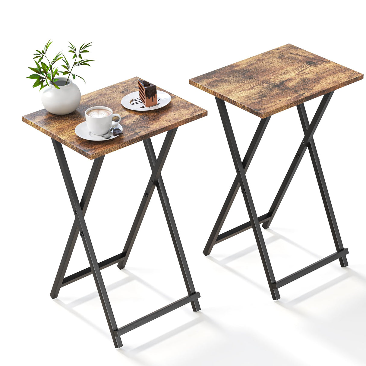 Foldable TV Trays, Small Folding Table, TV Trays Table Set of 2, TV Dinner Tray