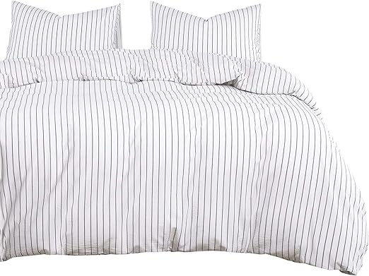 Cloud - Striped Cotton Duvet Cover Set, Ticking Stripe Vertical Pinstripe