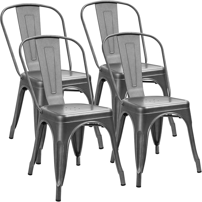 Metal Dining Chairs Indoor Outdoor Use Stackable Tolix Industrial Metal Chairs