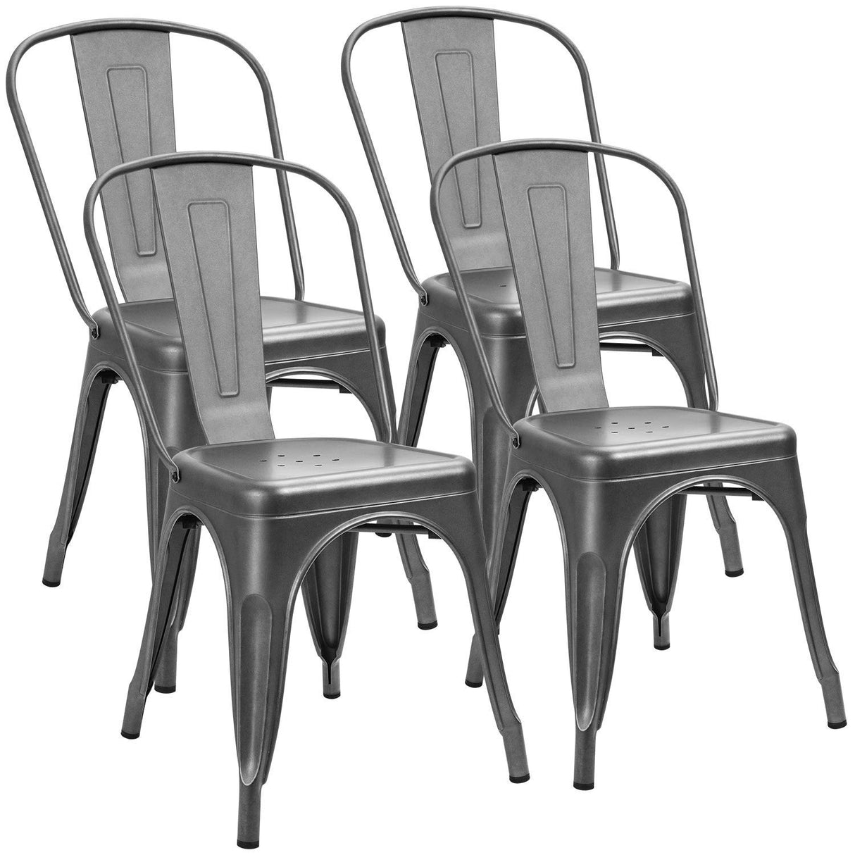 Metal Dining Chairs Indoor Outdoor Use Stackable Tolix Industrial Metal Chairs