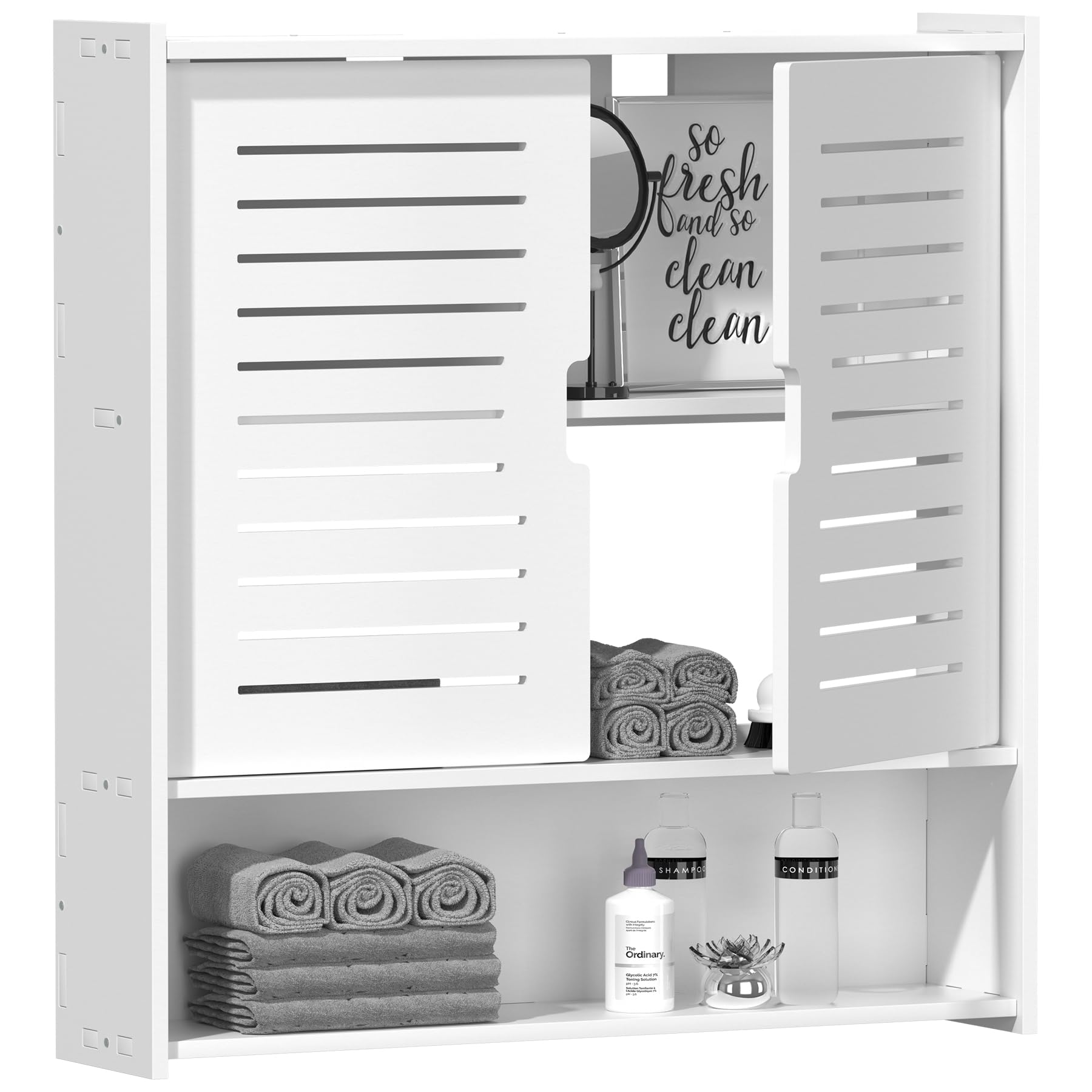 Bathroom Wall Cabinet, Wall Mounted Medicine Cabinet White Over The Toilet Storage