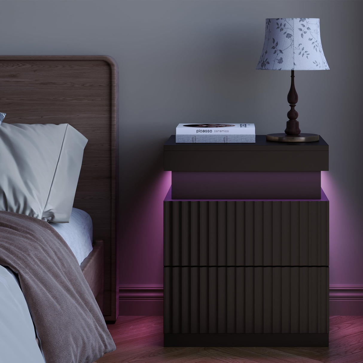 Nightstand Set of 2 Black Nightstand