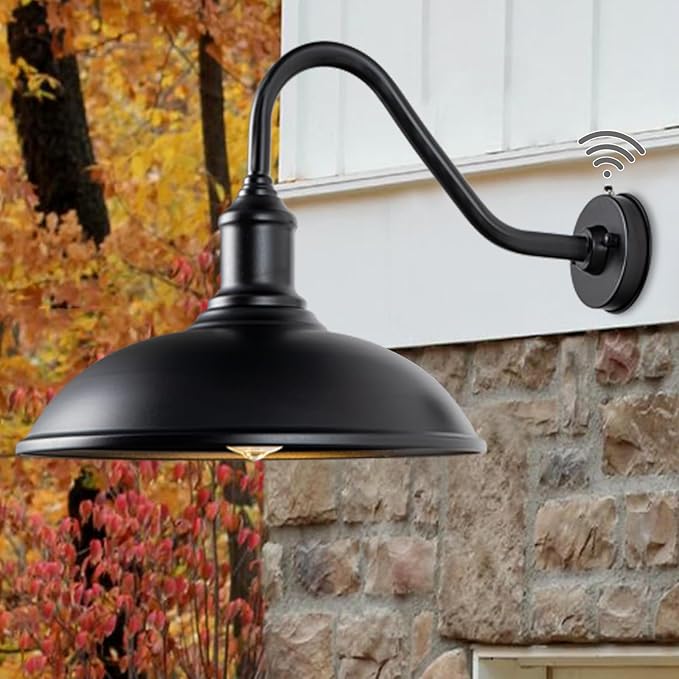 18" Large Barn Lights- Outdoor Gooseneck Wall Sconce Black Industrial Light Waterproof
