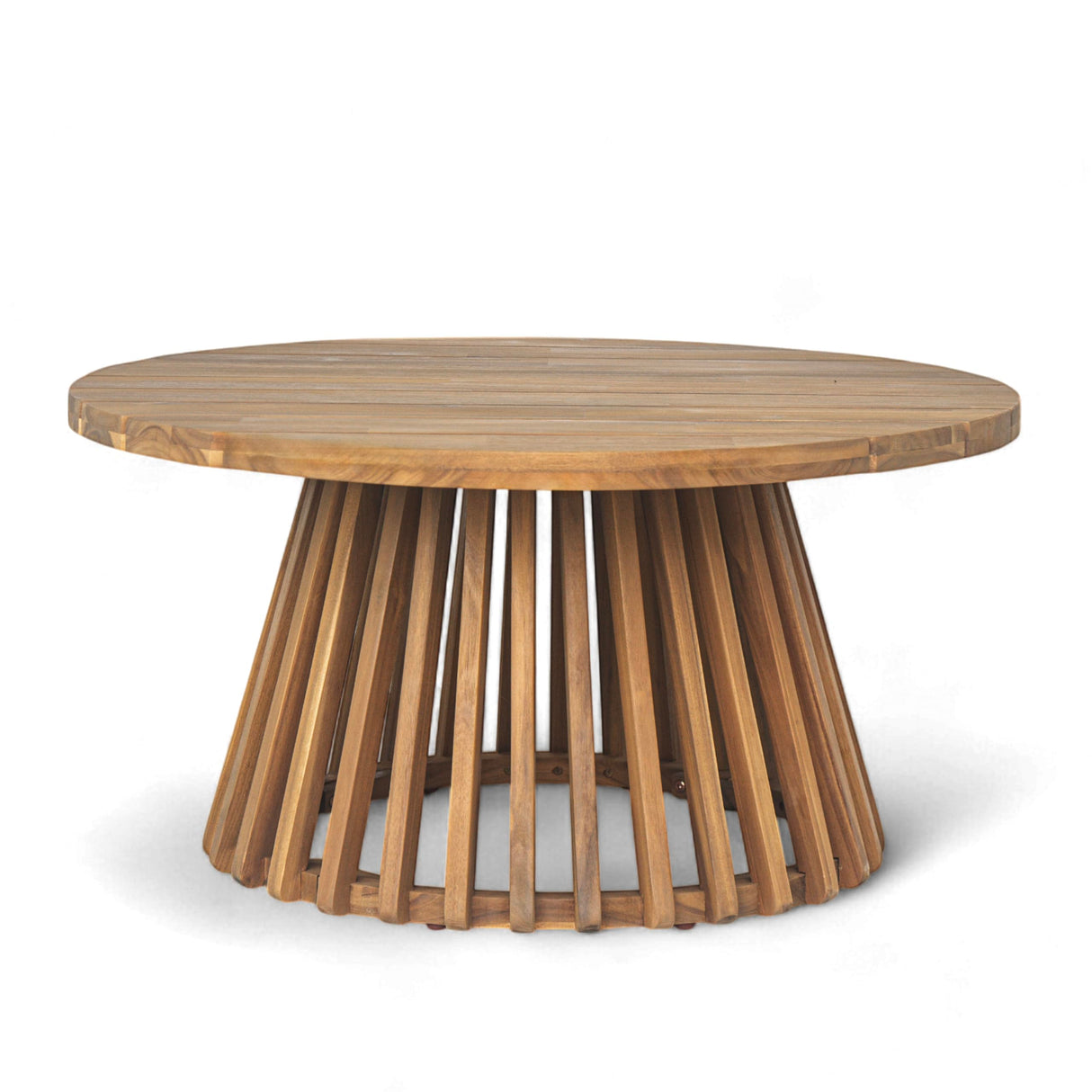 Outdoor Acacia Wood Conversation Set, 3-Seat Loveseat Sofa w/Coushion and Coffetable