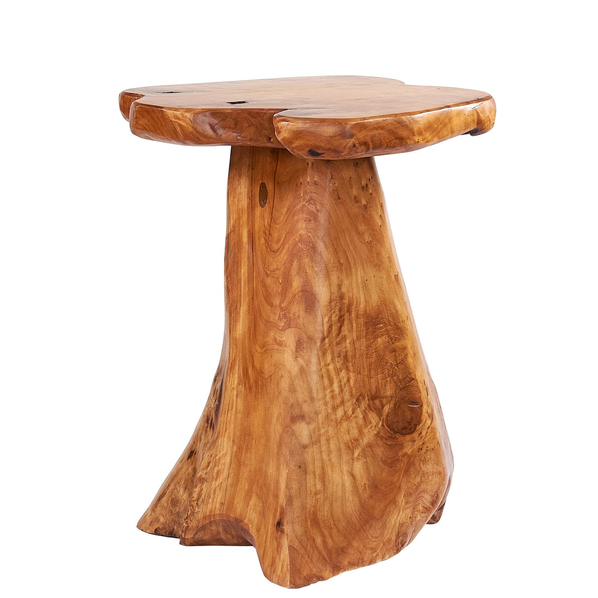 Tree Stump End Table Live Edge Plant Stand 14"x13"x18"H Solid Cedar Wood Outdoor Rustic