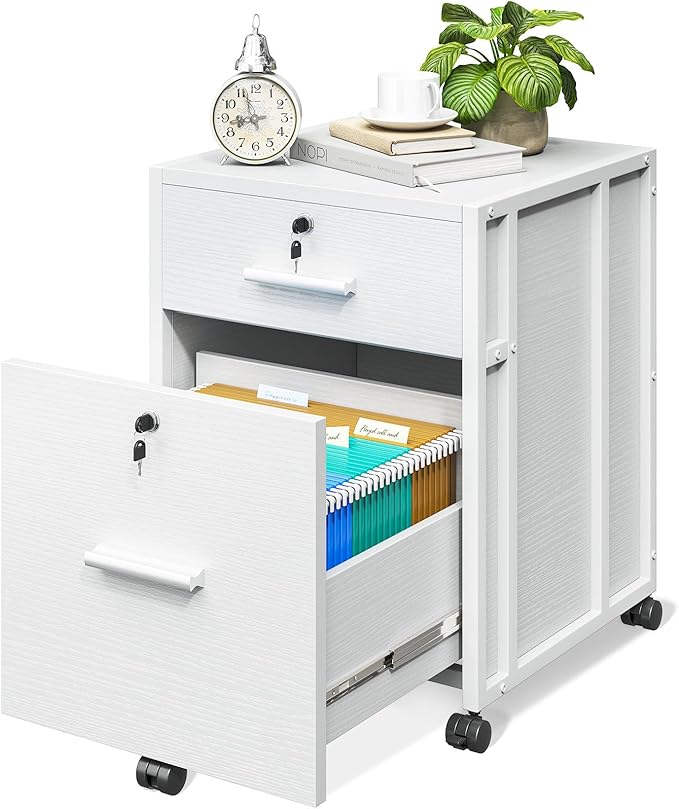 File Cabinet for Home Office, Fully Assembled Filing Cabinet with Lock