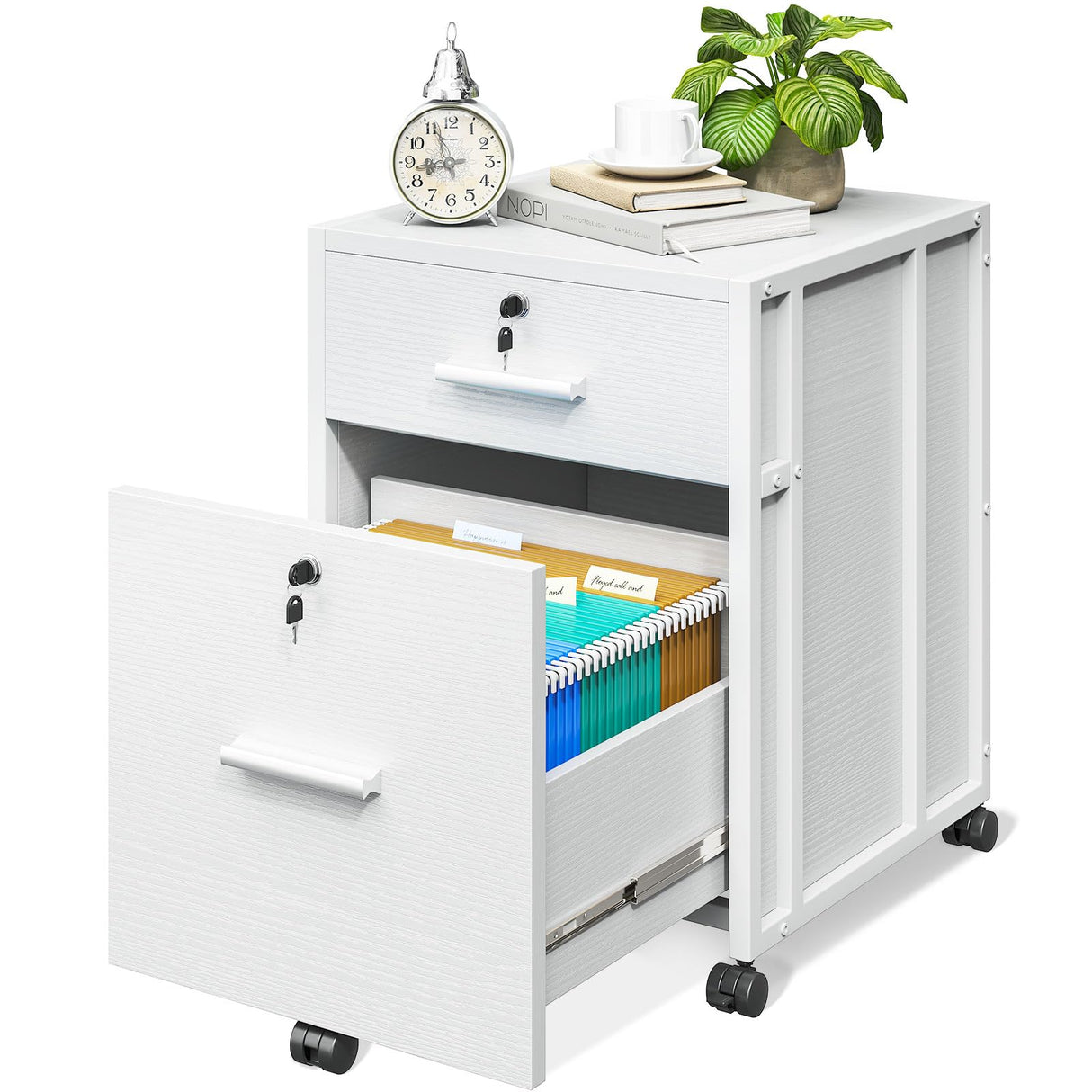 File Cabinet for Home Office, Fully Assembled Filing Cabinet with Lock