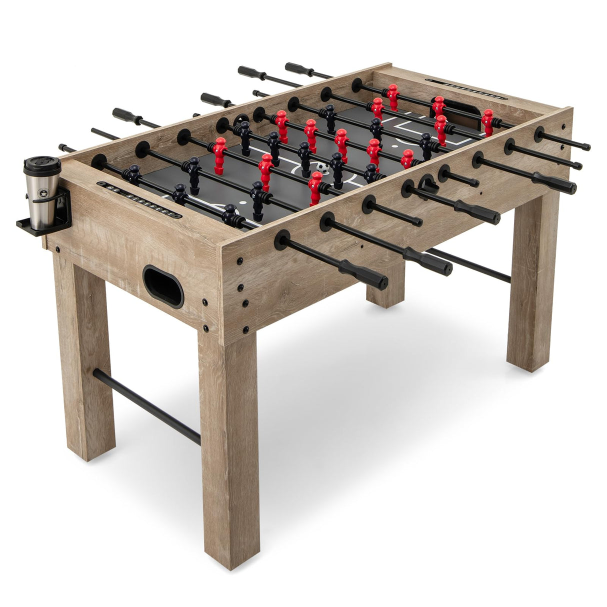 Foosball Table, 54 Inch Full Size Soccer Table Game with 2 Balls and Folding Cup Holders