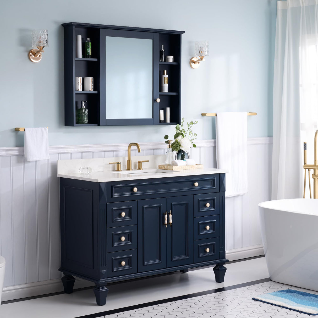 42"x30" Bathroom Medicine Cabinet with Mirror, Wall Mounted Storage Cabinet