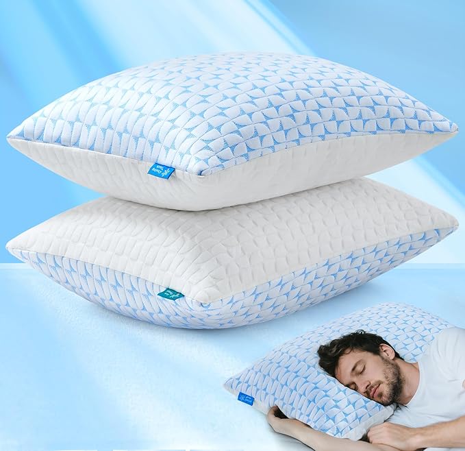 Firm Pillow Shredded Memory Foam Pillows King Size Set of 2