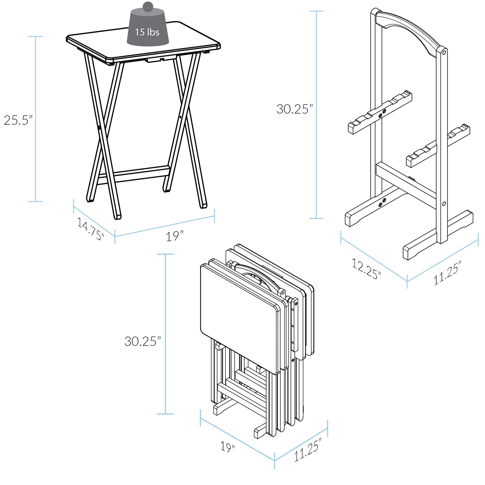 5 Piece Tray Table Set, Espresso