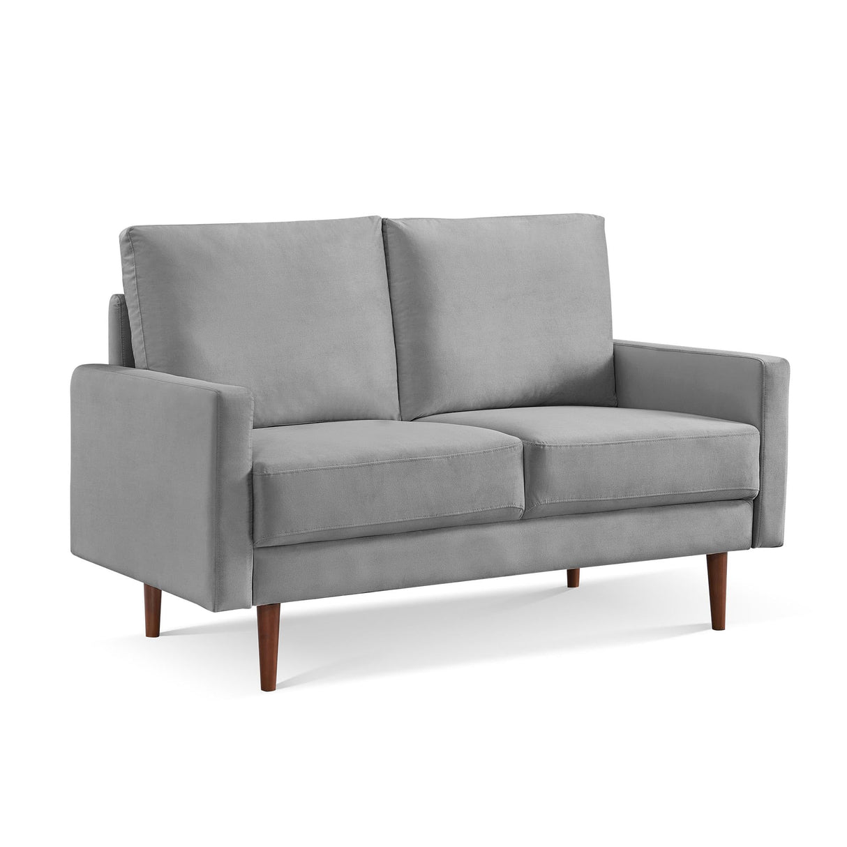 57" Gray and Dark Brown Velvet Loveseat