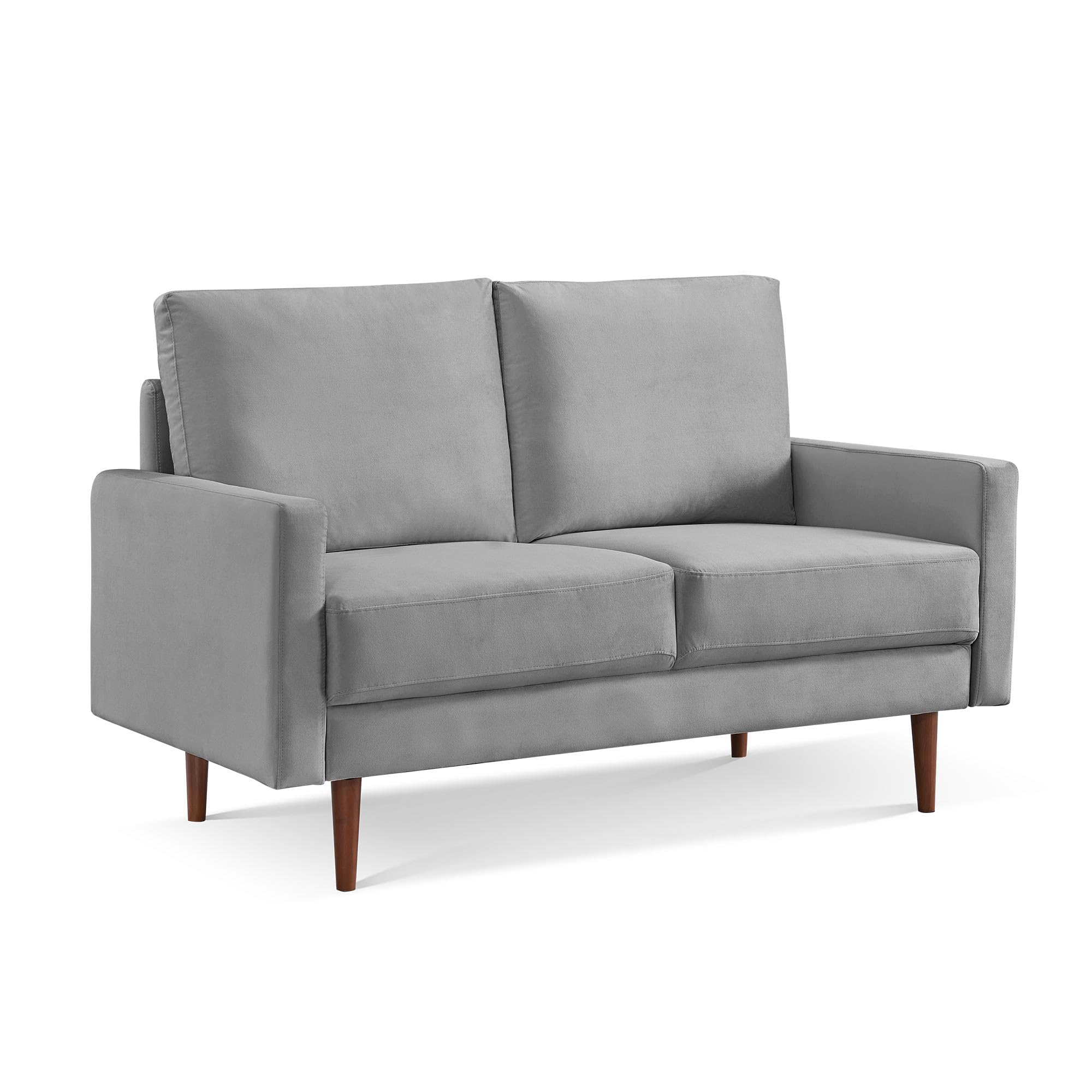57" Gray and Dark Brown Velvet Loveseat
