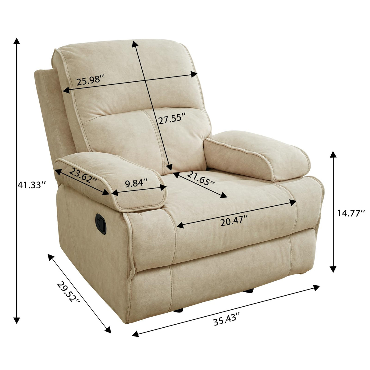 StoneCraft Overstuffed Rocking Recliner Chair with Adjustable Footrest & Backrest